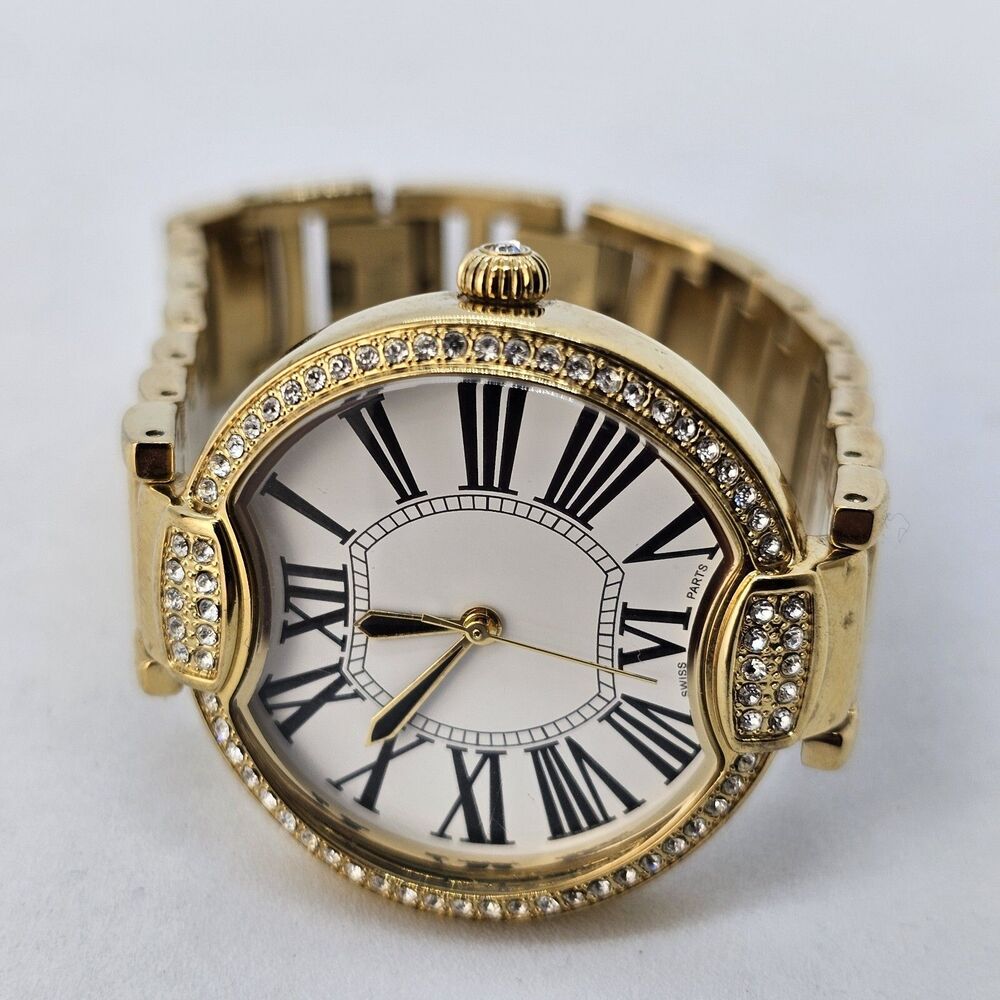 Bronzo Italia Women's Watch 36MM White Dial Gold Tone Bracelet 6.5" New‎ Battery